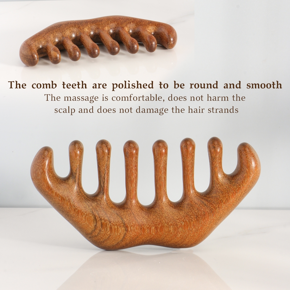 Sandalwood Acupuncture Point Massager, Wooden Handle Meridian Massager, Eye Nose Facial Massage Comb