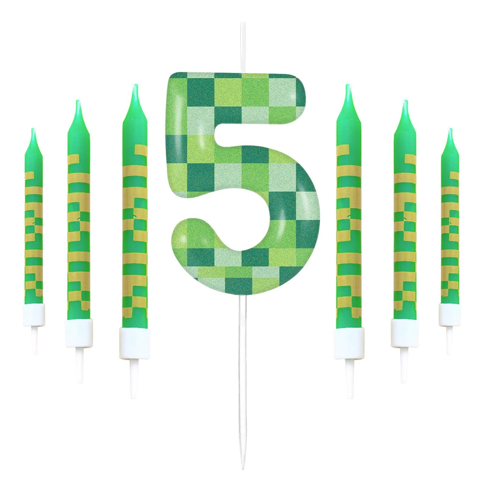 Pixelated Gamer Theme Birthday Candle Set