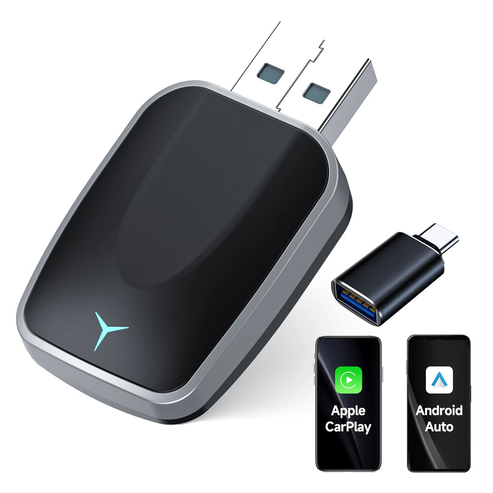 2 in 1 Wireless CarPlay Adapter and Android Auto Wireless Converter Plug and Play