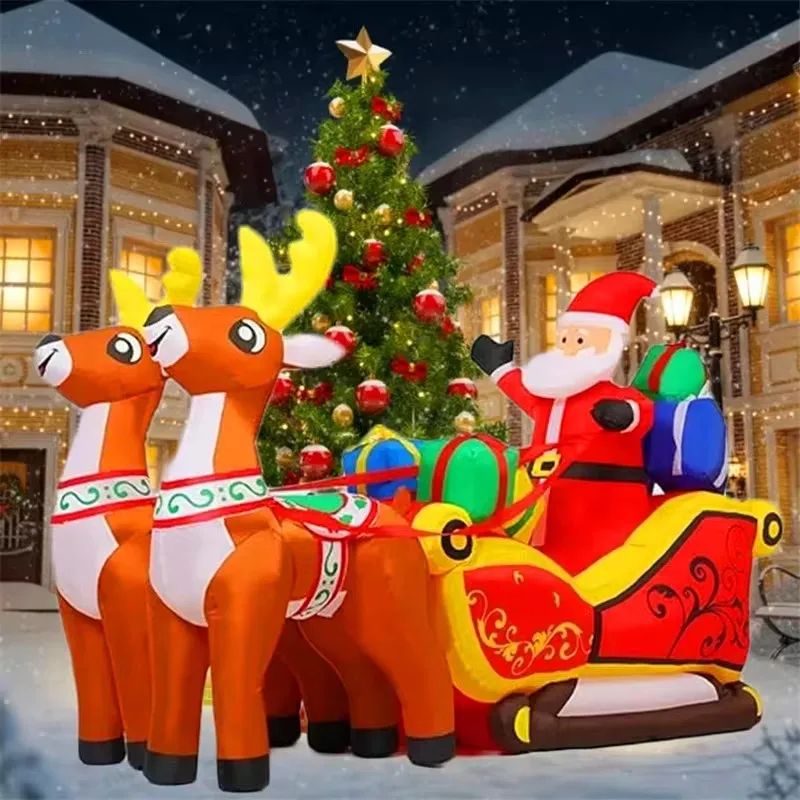 2.1M Inflatable Santa Elk Christmas Yard Decoration with LED Lights