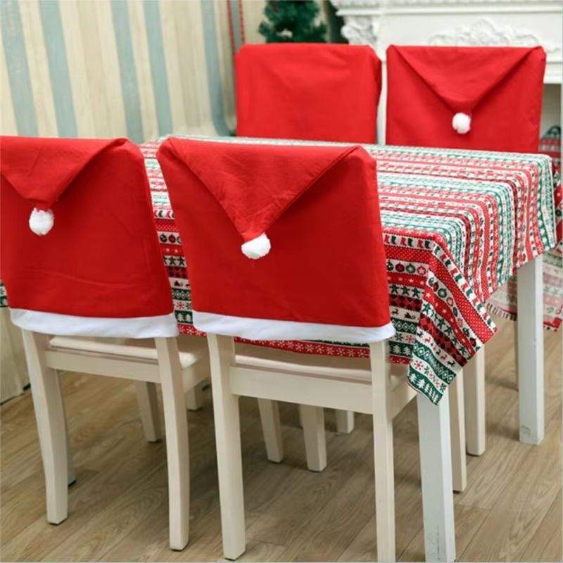 Festive Christmas Chair Covers Set – Red Holiday Dining Chair Slipcovers for Party & Home Decor