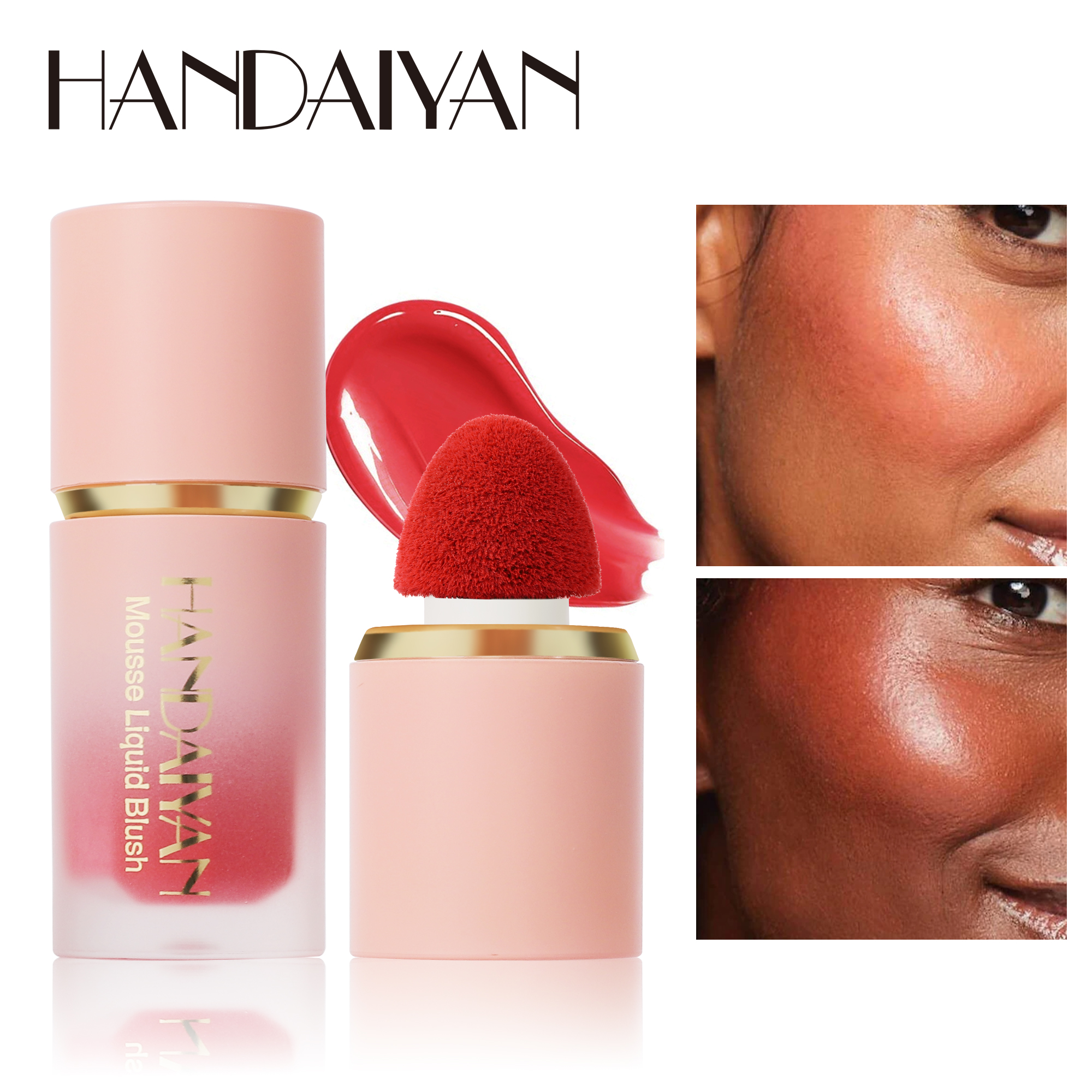 Easy to Apply Colour Matte Liquid Blush, Waterproof Long Lasting Formula, Blush Sponge Brush Head, Natural Cheek Tint