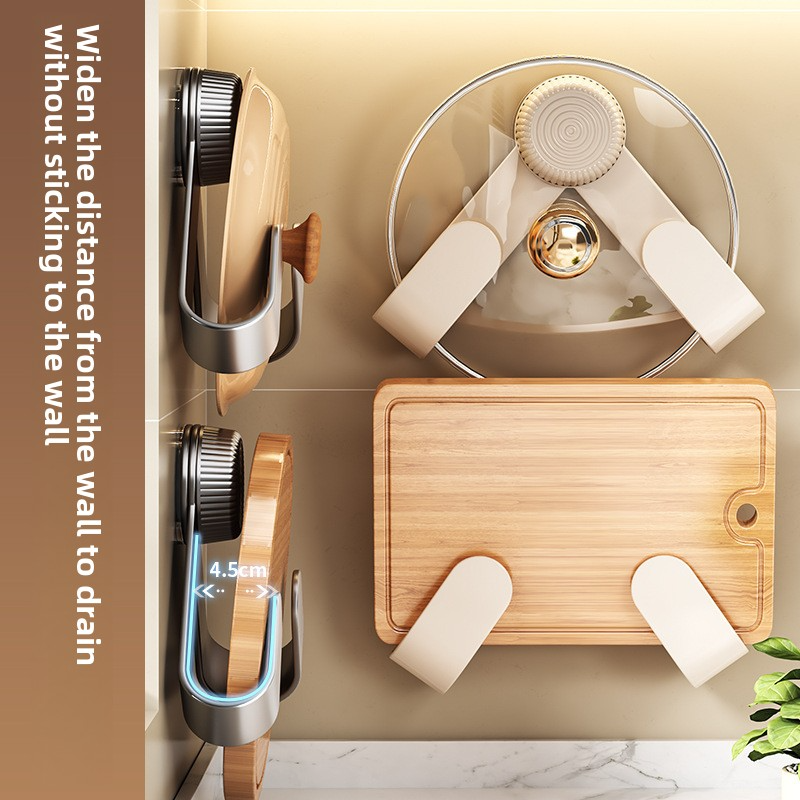 Wall-Mounted Pot Lid Rack, Kitchen Cutting Board Holder, Chopping Board Storage Organizer