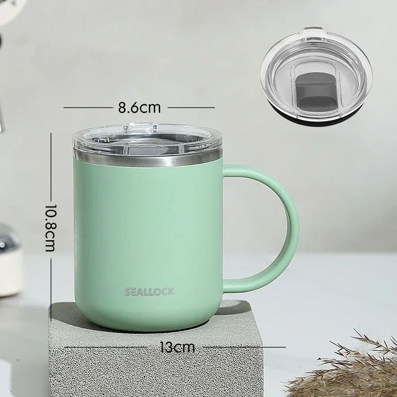 304 Stainless Steel Insulated Water Cup – 450ml Anti-Scalding Milk & Juice Mug with Lid