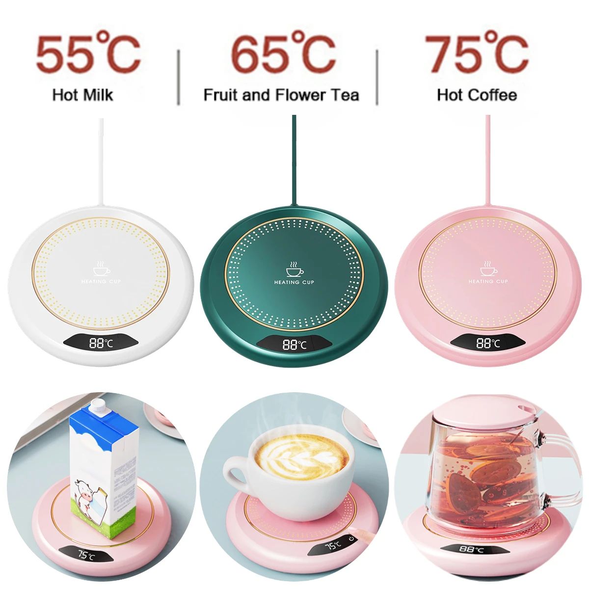 Smart USB Coffee Cup Warmer with 3-Level Temperature Control