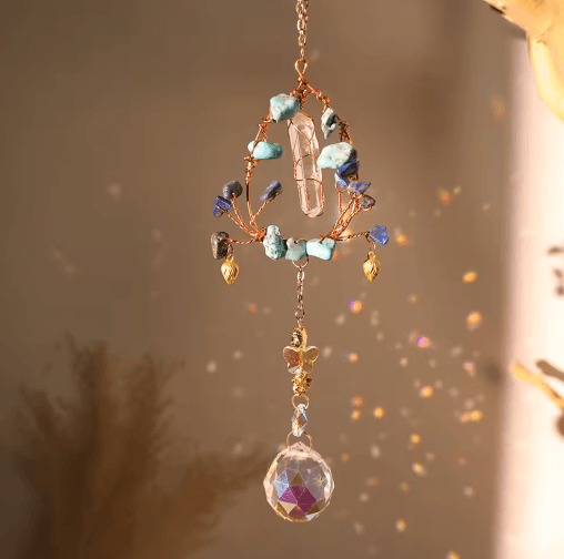 Crystal Sun & Moon Wind Chime – Prism Suncatcher Hanging Decor for Home & Garden