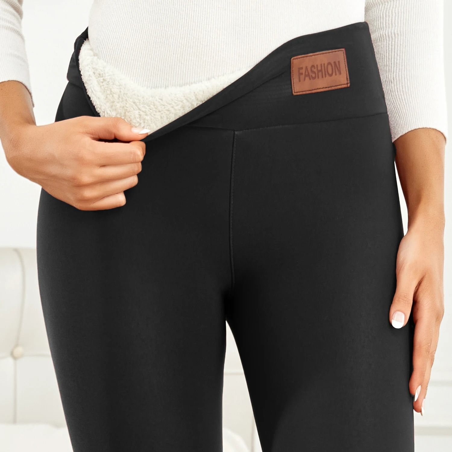 Women High Waist Thermal Fleece Lined Winter Warm Leggings