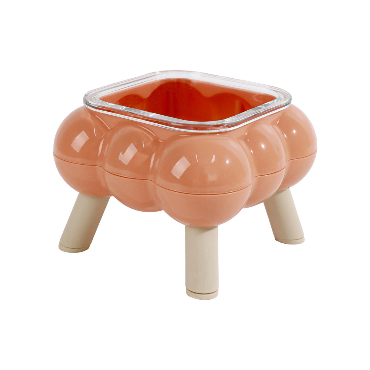 Elevated Cat Feeding Bowl Glass, High-Legged, Easy to Clean