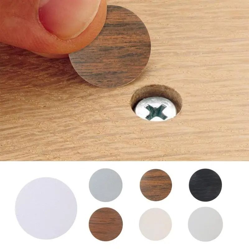 Self-Adhesive Screw Hole Covers | 54pc Furniture Finishing Stickers | Professional Wood Grain Camouflage Caps