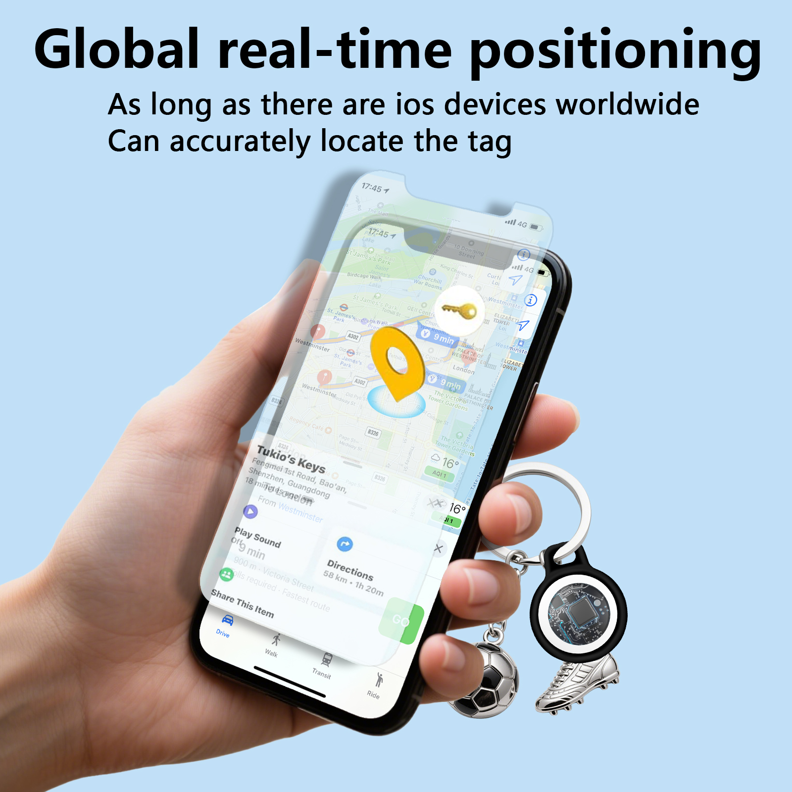 Smart Apple Find My Bluetooth Tracker Tag for Keys Pets Bags Anti Lost Locator