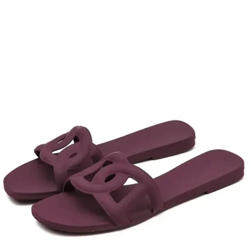Summer Trendy Jelly Colour Simple Outdoor Indoor Slides Sexy Cool Beach Footwear for Women