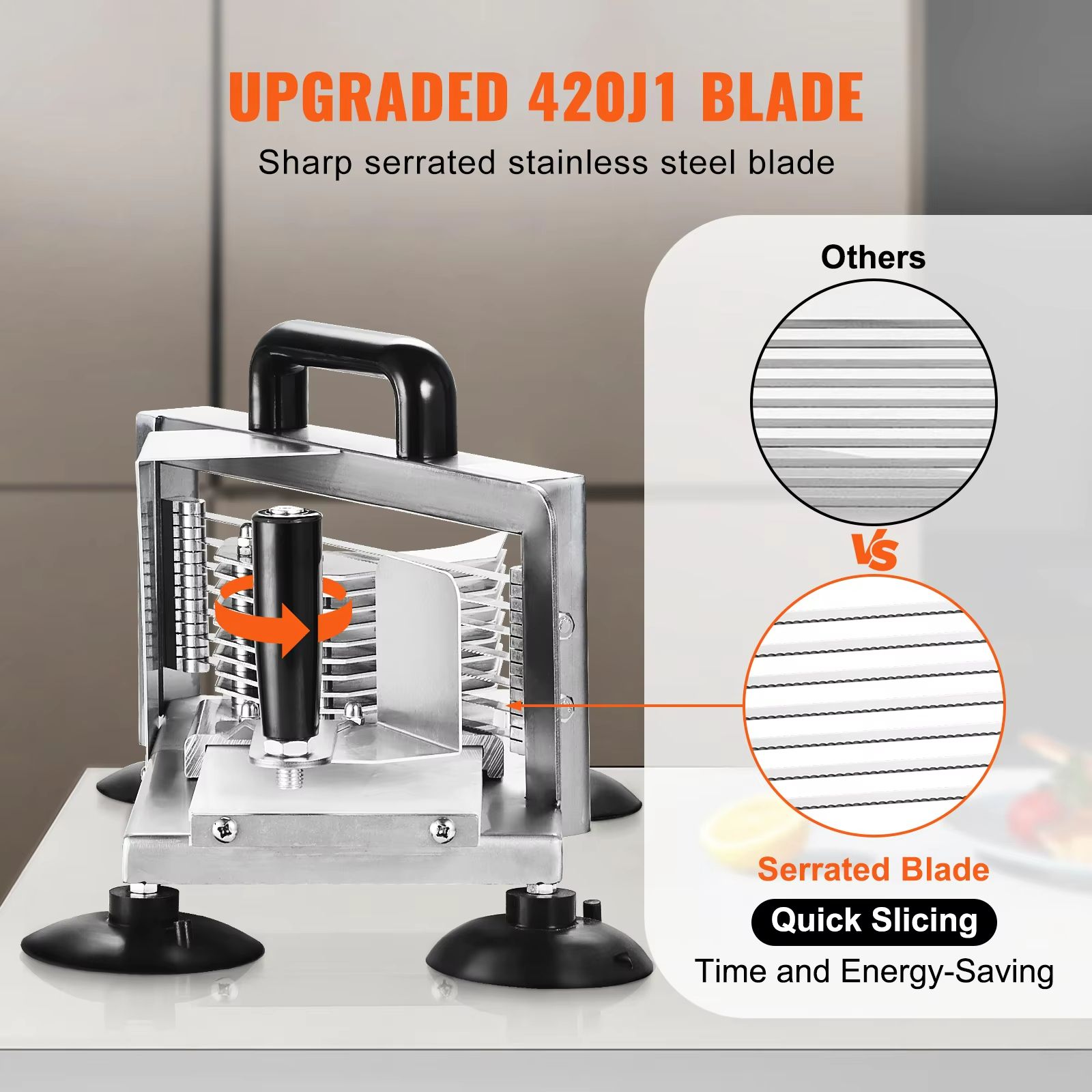 SucceBuy Heavy-Duty Stainless Steel Tomato Slicer 3/16 Inch Manual Cutter
