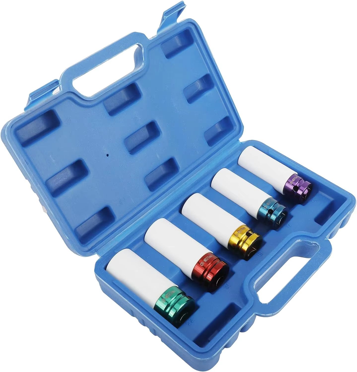 Drive Wheel Protector Impact Socket Sleeve Set – Durable Plastic Protective Sleeves for 15, 17, 19, 21, 22 mm