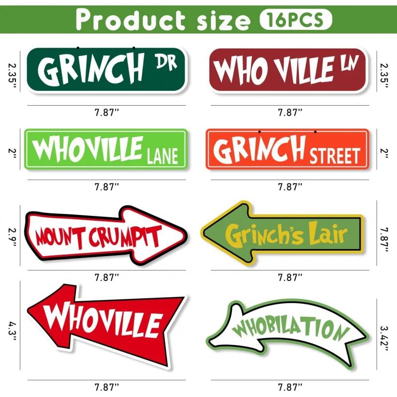 16pcs Whoville Christmas Tree Ornaments