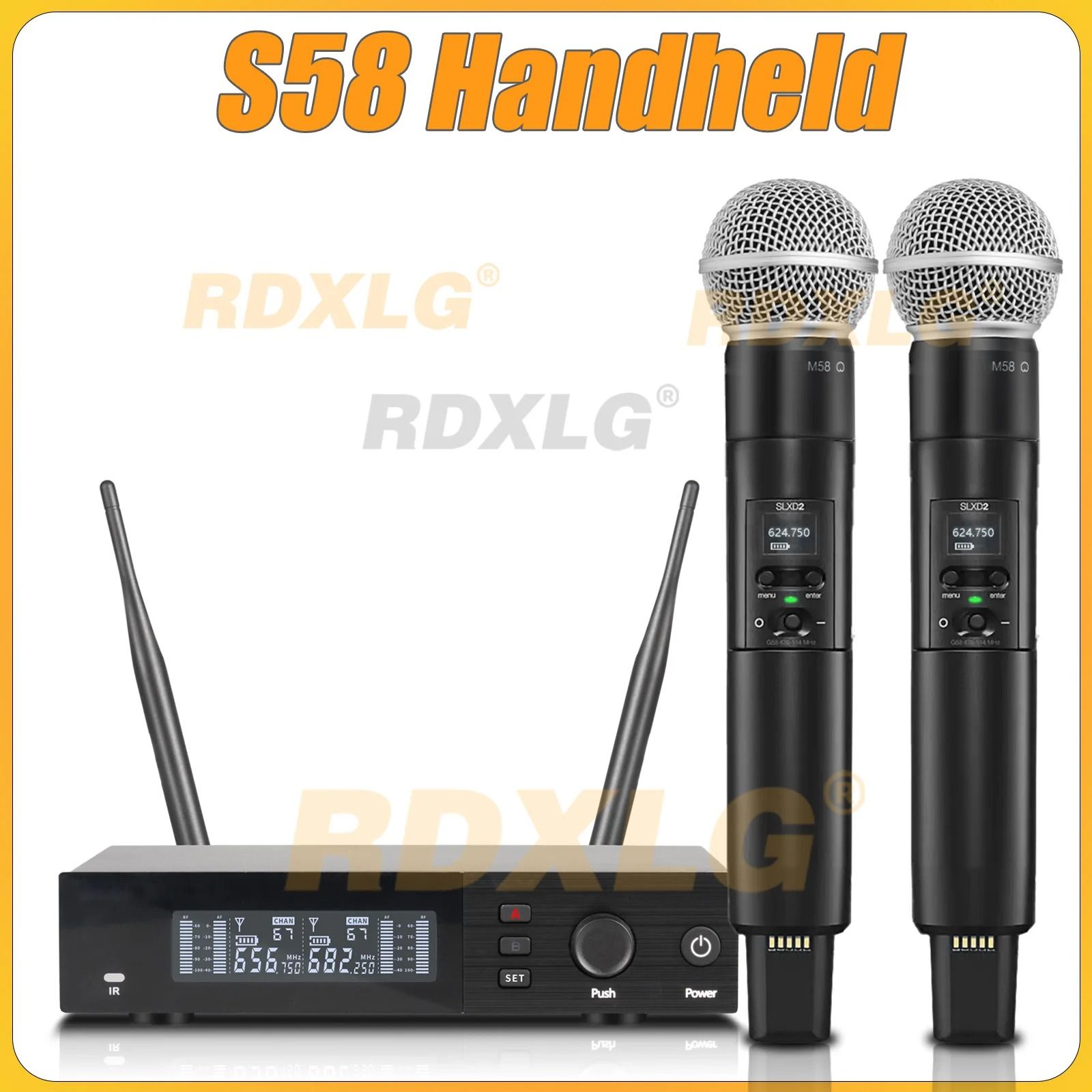 SLXD4 Professional Dual Wireless Microphone System with Two Handheld UHF Microphones