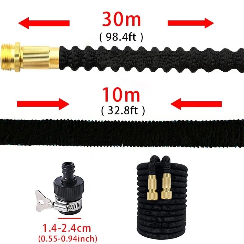 Expandable Garden Water Hose Reel with High Pressure Flexible Watering Pipe