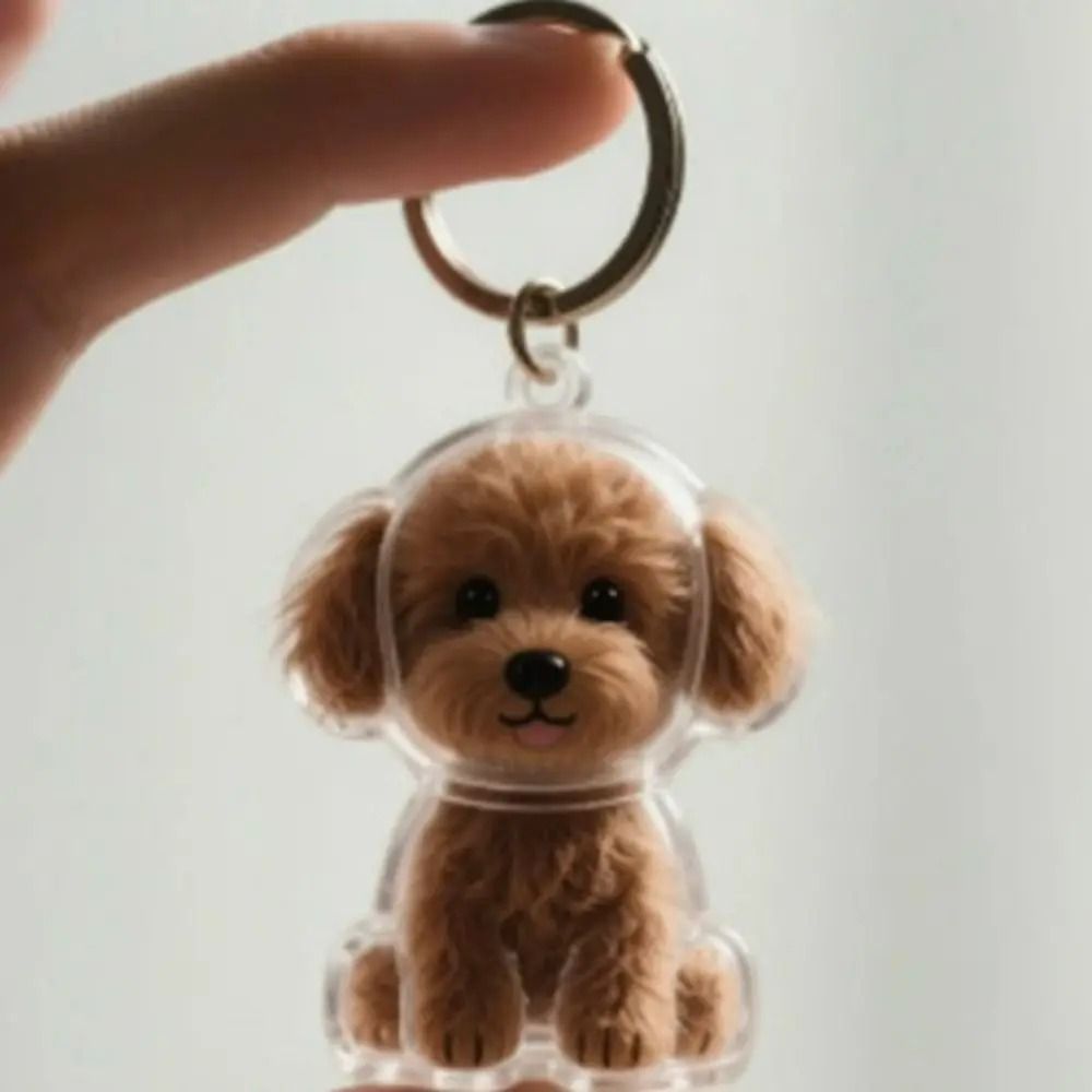Cartoon Puppy Hair Keepsake Keychain