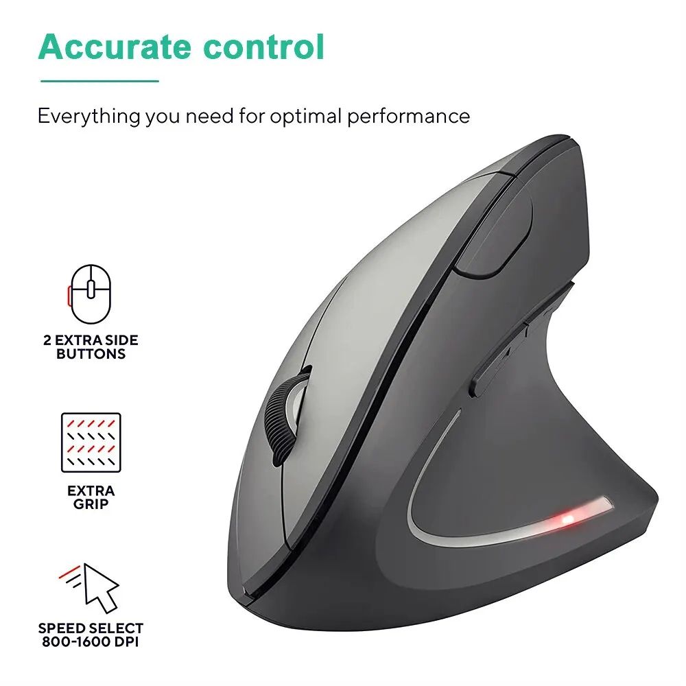 ErgoLift Wireless Vertical Mouse – Ergonomic 2.4GHz Optical Mouse with Adjustable DPI