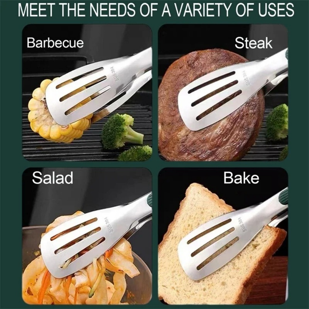 BBQ Grill Food Tong Stainless Steel Salad Bread Clip Buffet Clamp Non-slip