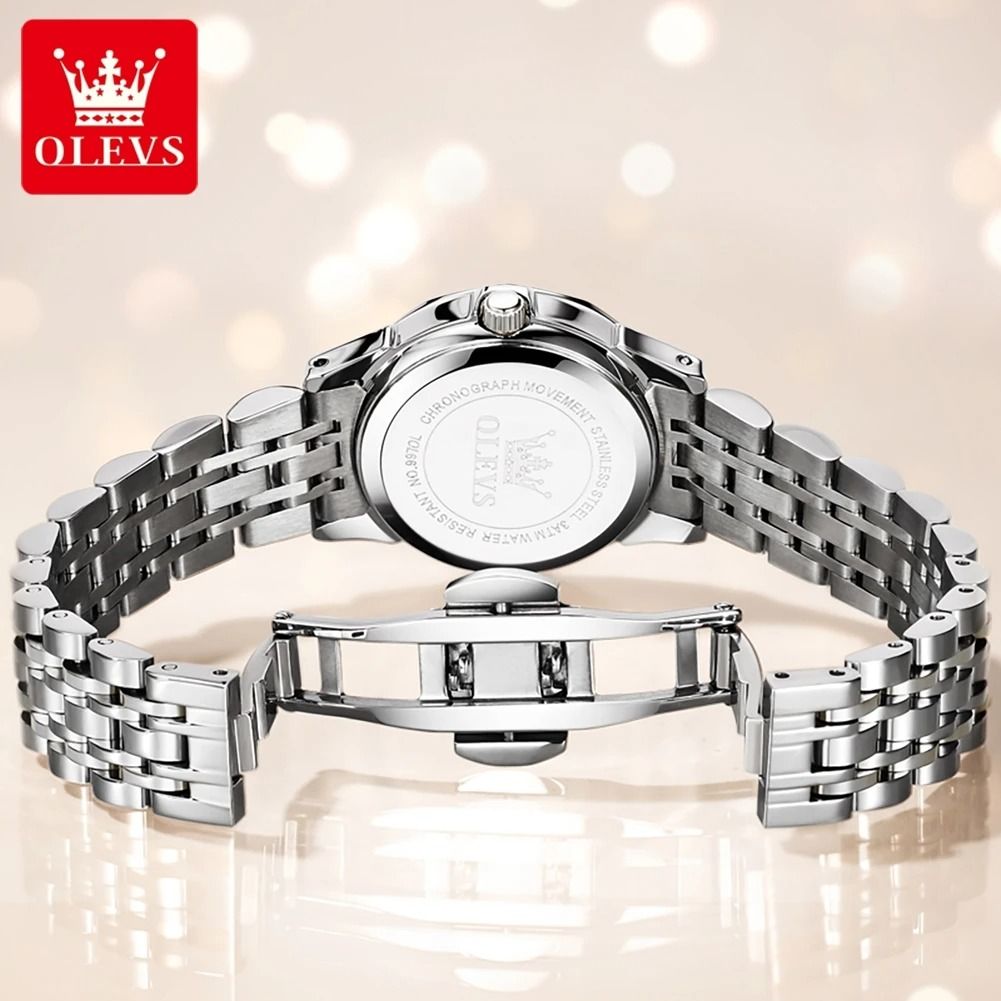 OLEVS Original Waterproof Mens Quartz Mirror Watch Stainless Steel Luminous
