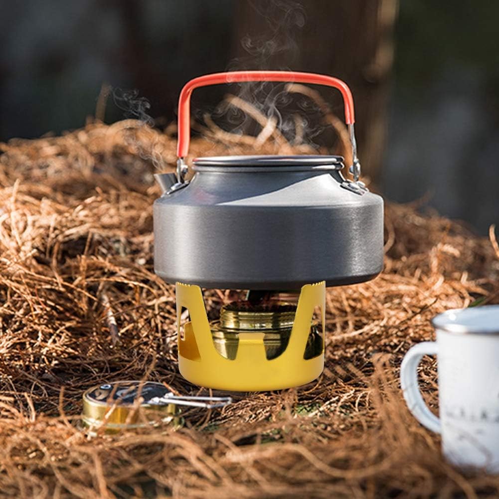 Ultralight Portable Camping Stove Alcohol Burner with Pot Stand for Outdoor Cooking