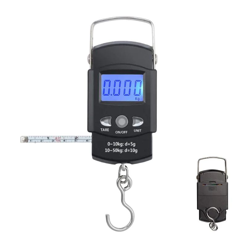 110lb Digital Fishing Hanging Scale with Backlit LCD and Measuring Tape – Portable Electronic Fish Weight Scale