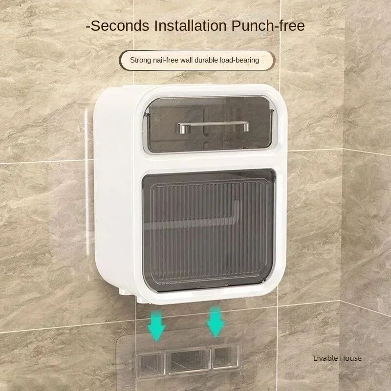 Wall Mounted Toilet Tissue Holder with Storage Rack
