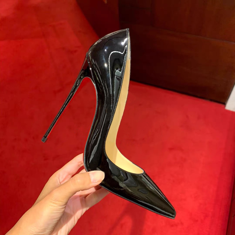 Classic patent leather shallow heels, nude fashionable stilettos, versatile work pumps with a thin heel look