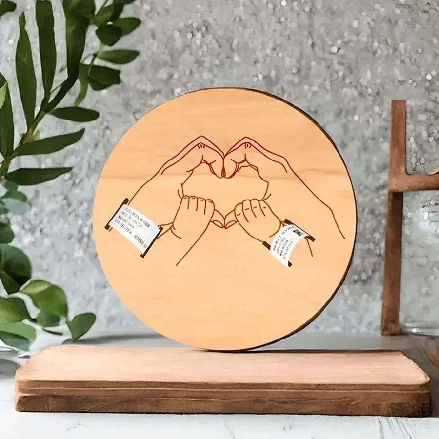 Baby Birth Wristband Wooden Commemorative Display Board