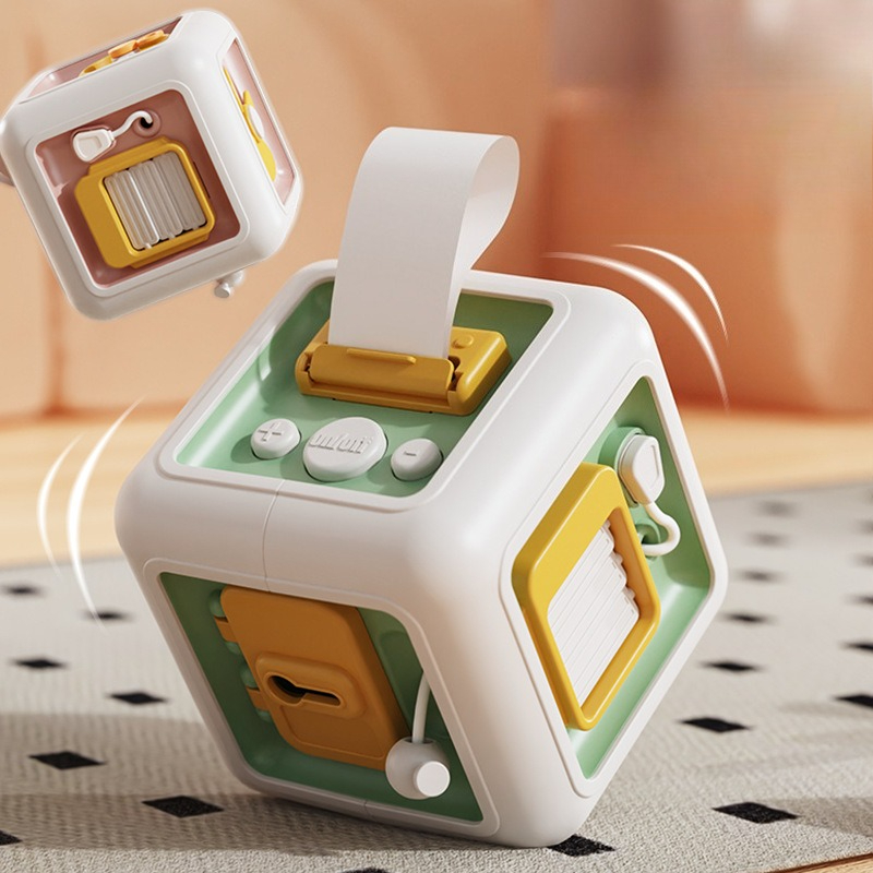 Montessori Sensory Busy Board Educational Practice Skills Drawer Cube for Kids