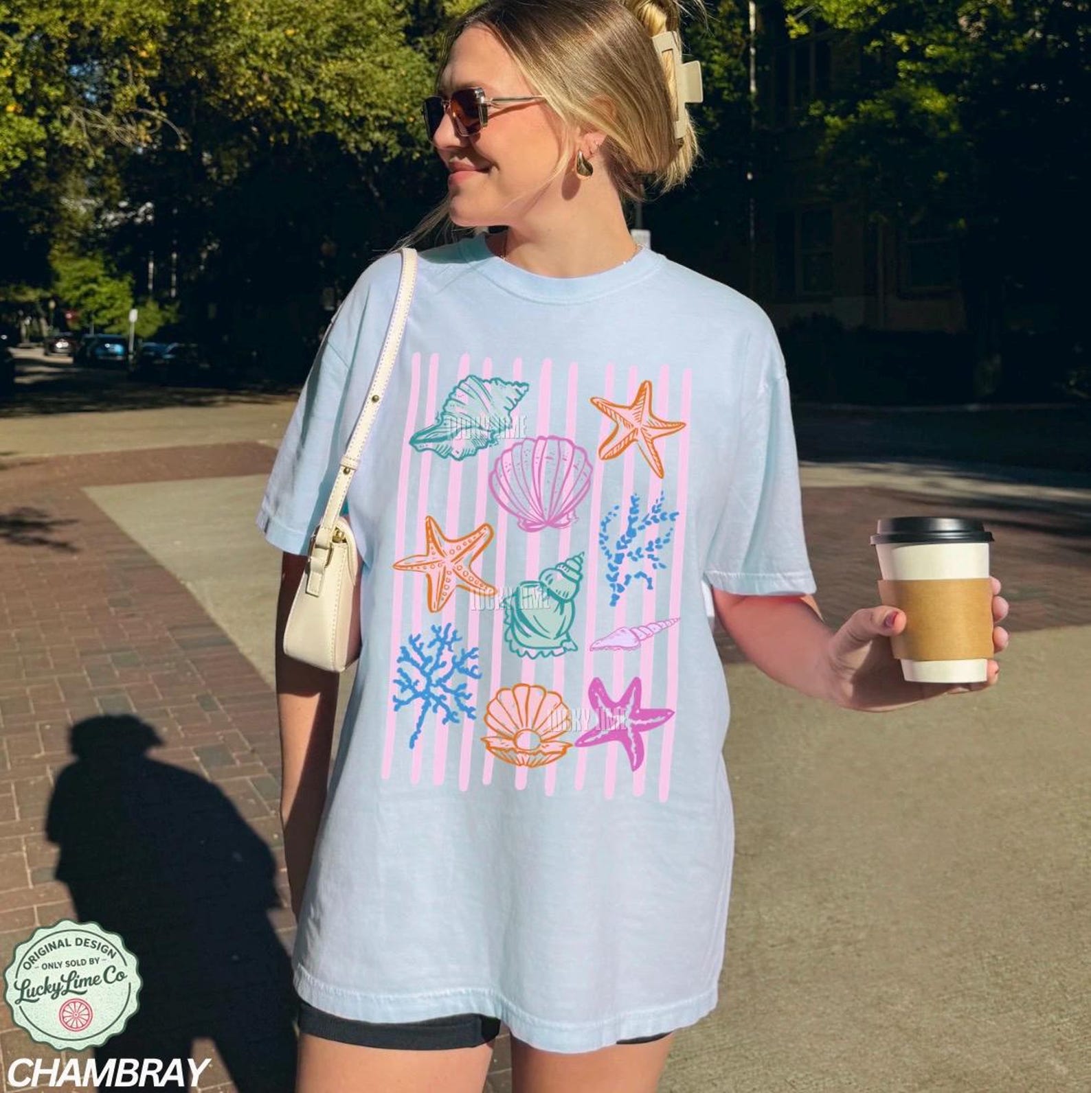 Seashell Shirt, Beach Shirt, Summer Graphic Tee, Ocean Lover, Sea Shell Tee, Summer Vacation T-shirt, Womens Beach Shirt