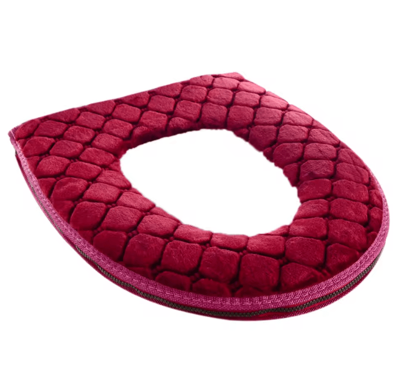Plush Winter Warm Toilet Seat Cushion – Washable O-Shaped Toilet Lid Cover (14.57 by 17.32 in)