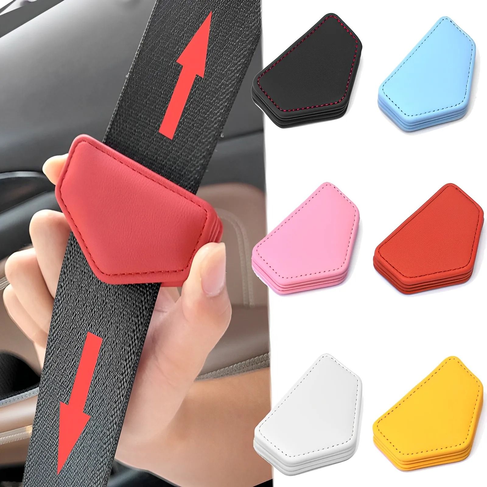 Magnetic Car Seat Belt Clip Comfort Stopper PU Leather Strap Adjuster