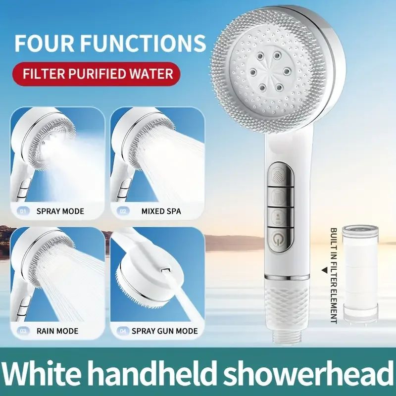 High Pressure Handheld Shower Head 4 Mode Adjustable Bathroom Set