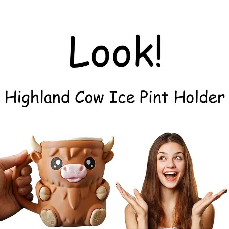 Scottish Highland Cow 3D Ceramic Coffee Mug – Cute Cartoon Kyloe Breakfast Cup Gift