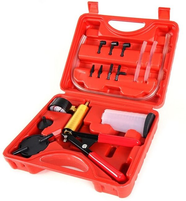 Brake Fluid Bleeder, Hand Held Vacuum Pressure Pump Tester Set, Bleeding Kit Box for Auto Repair
