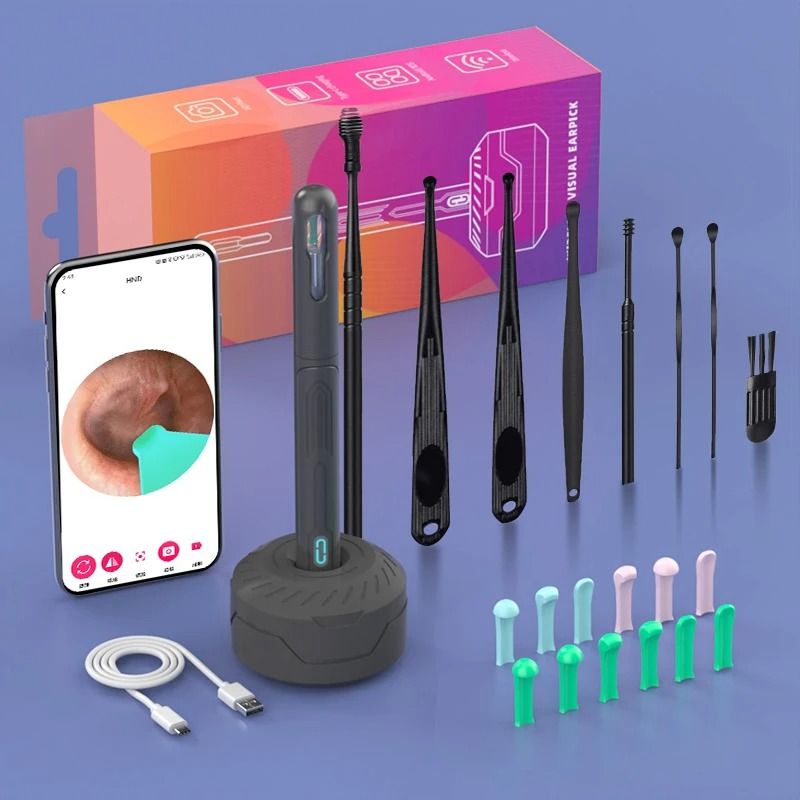 HD Ear Cleaner with Camera Otoscope Ear Cleaning Kit USB C Rechargeable Wax Removal Tool