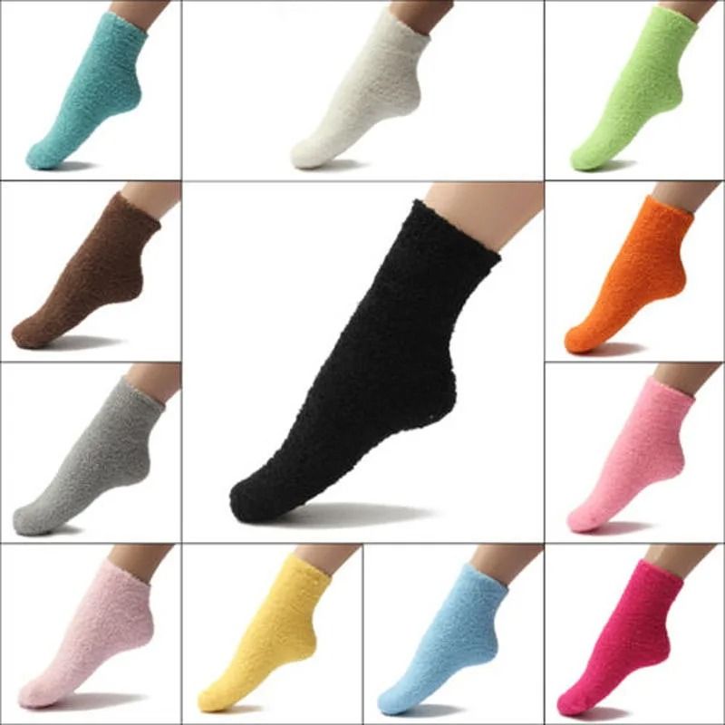 Women Fluffy Coral Fleece Bed Socks