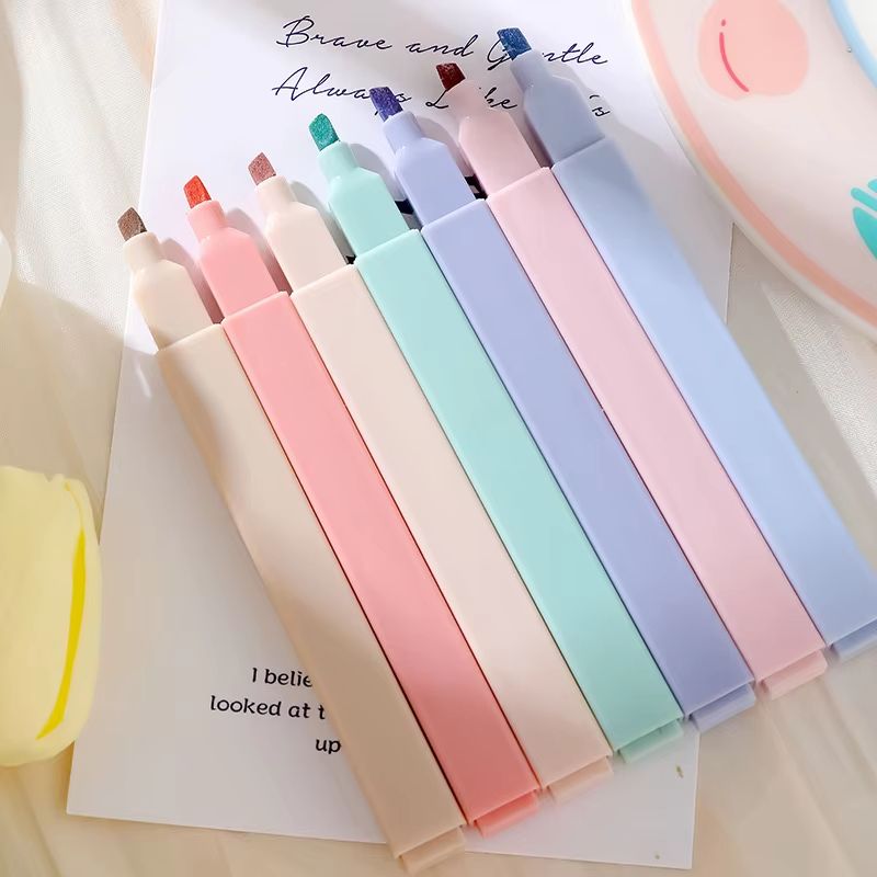 6pcs Pastel highlighter pens Colorful Fluorescent Marker Set for School and Office