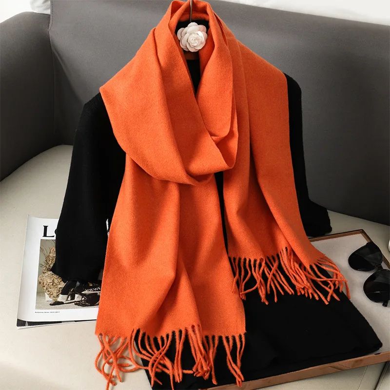 Luxe Winter Cashmere-Feel Women's Scarf Shawl with Tassels