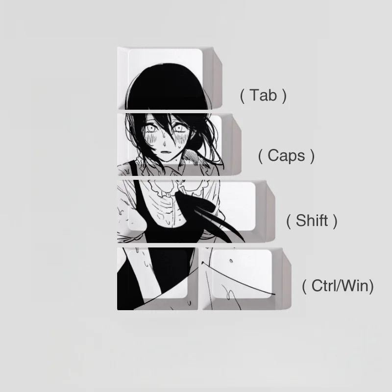Reze Chainsaw Anime PBT Keycaps Cherry Profile Custom Mechanical Keyboard Set