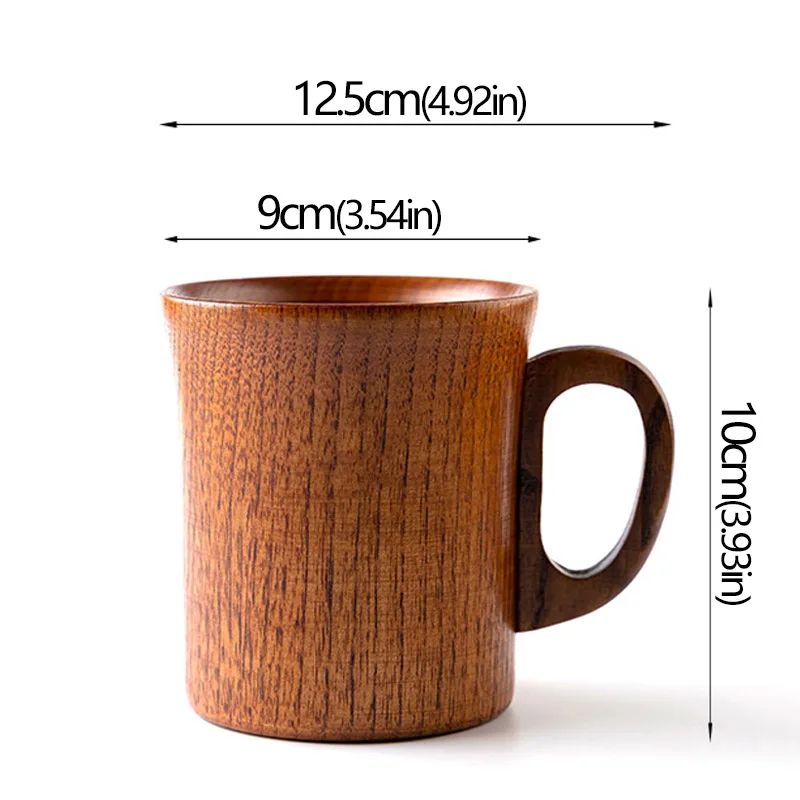 Handcrafted Jujube Wood Mug – Natural Wooden Coffee Cup with Ergonomic Handle
