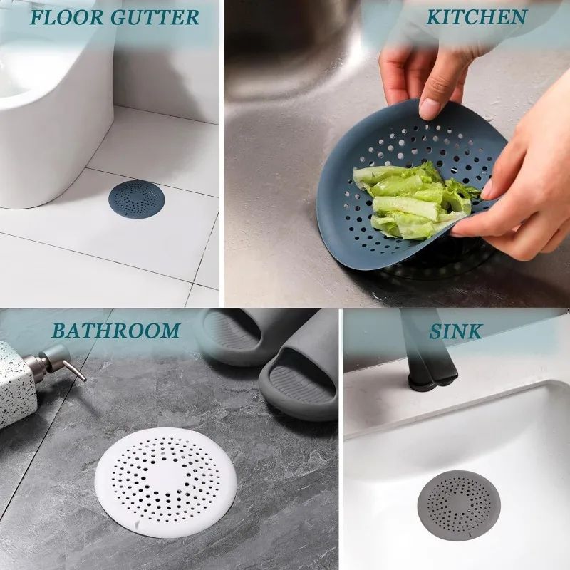 Silicone Shower Drain Hair Catcher Cover 5.9 Inch Suction Cup Anti Clog Strainer