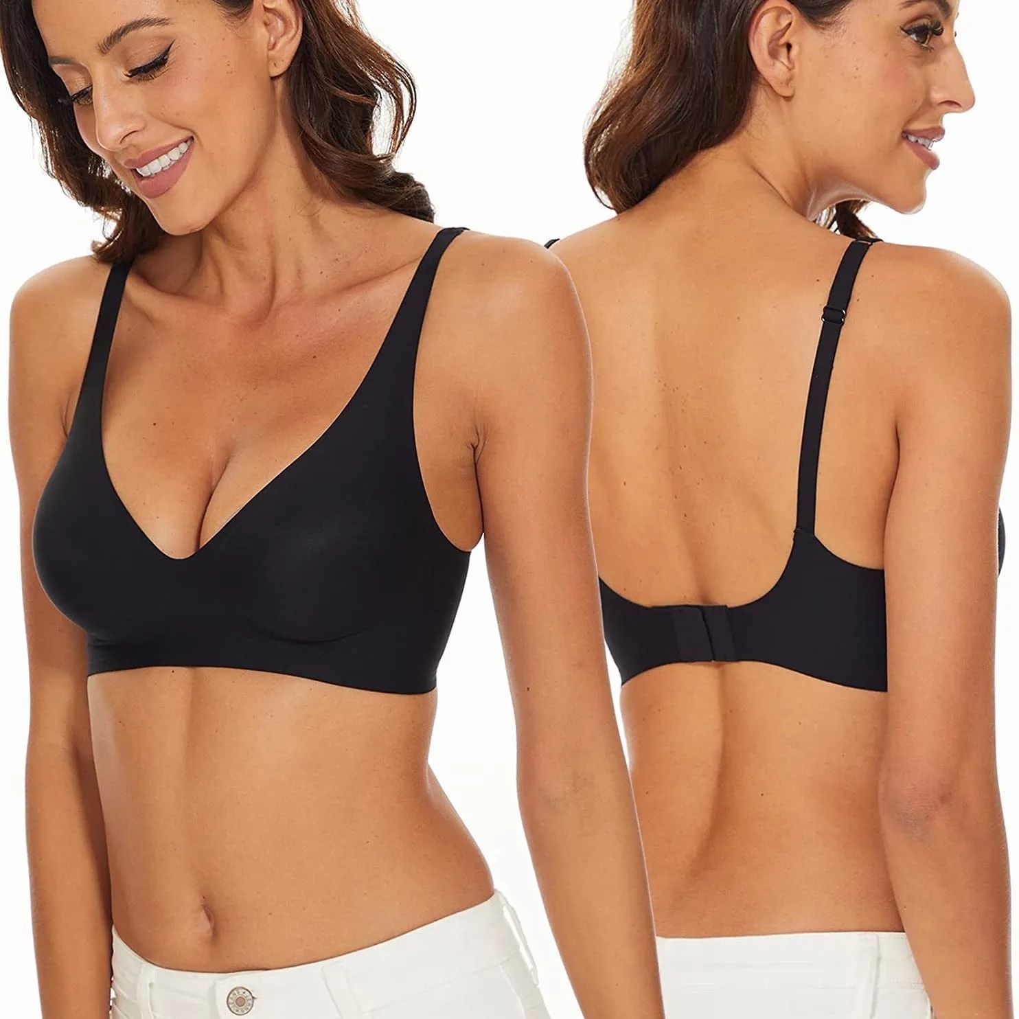 Womens Seamless Wire Free Push Up Bra with Adjustable Straps