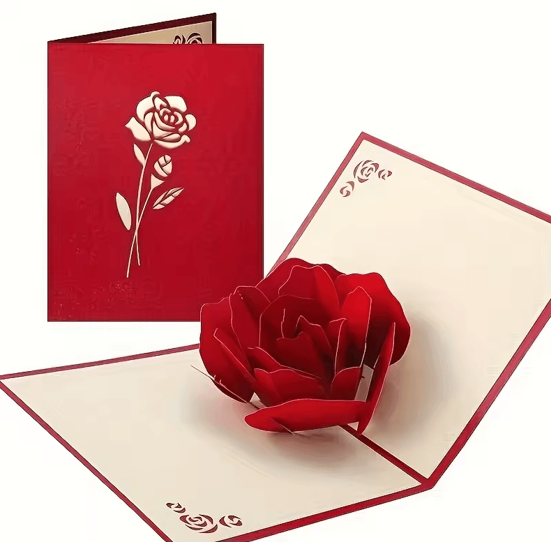 Elegant 3D Pop-Up Rose Birthday Card with Envelope – Perfect for Special Occasions