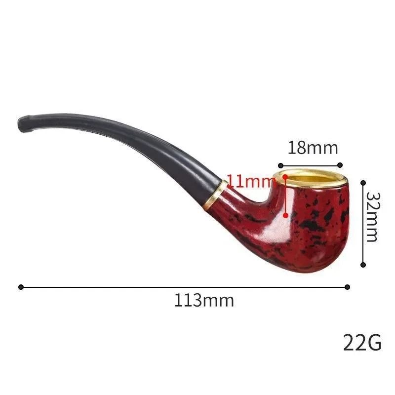 ClassicCraft Imitation Wood Resin Smoking Pipe with Copper Bowl
