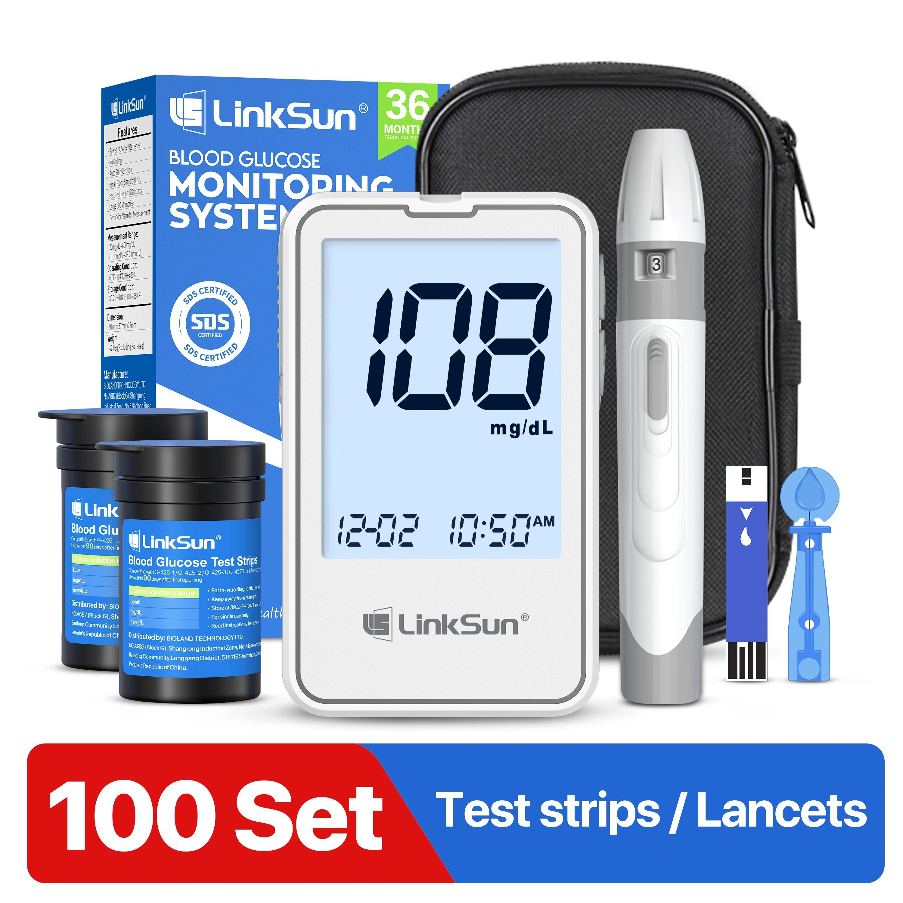 Blood Glucose Meter Testing Kit with Test Strips and Lancets