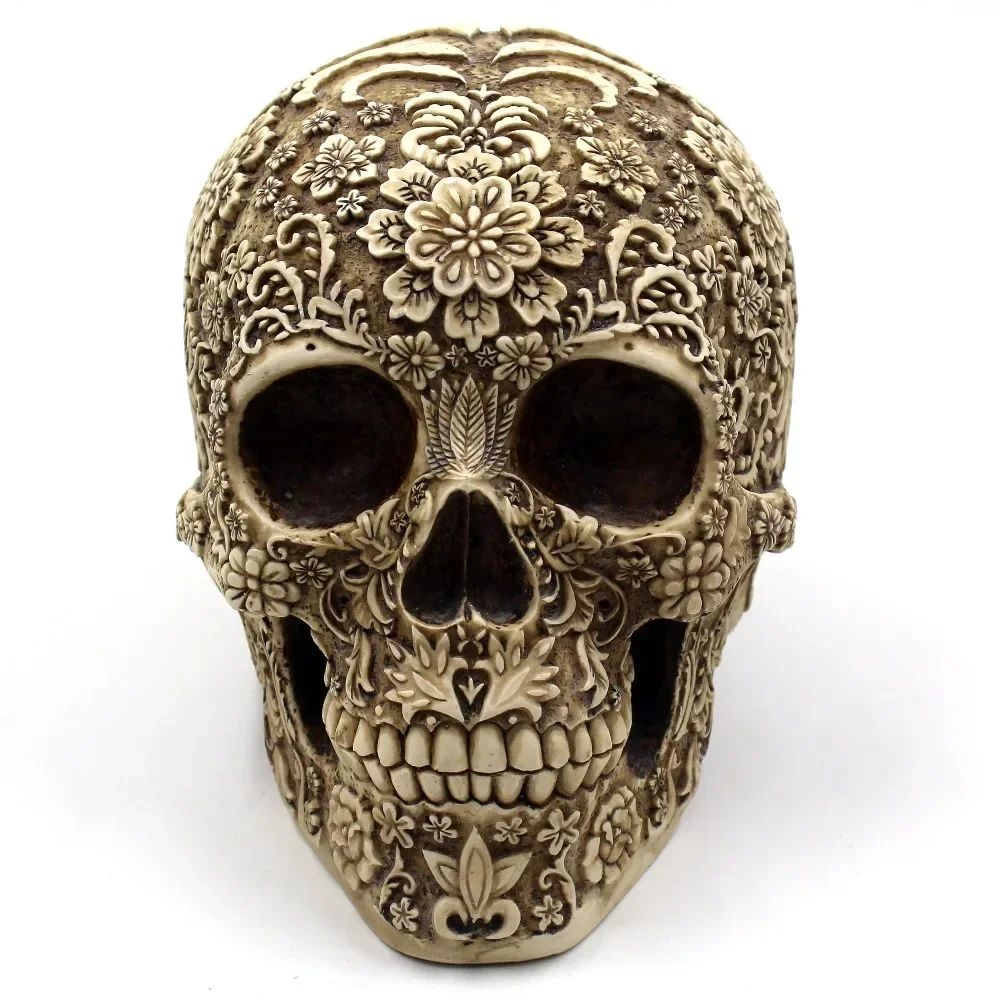 Plum Blossom Resin Skull Art Sculpture