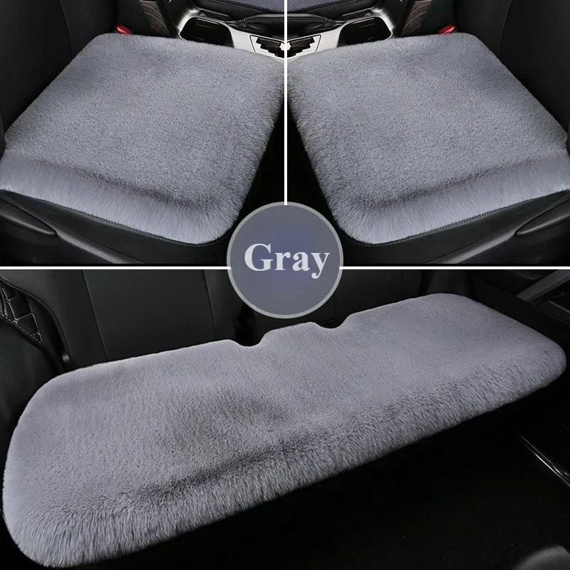 Premium Plush Rabbit Fur Car Seat Cushion – Thickened Winter Warmth Square Cover for Driver & Passenger