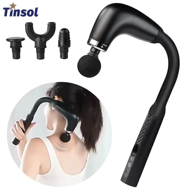 Rechargeable Fascia Gun with Long Handle Deep Tissue Massage Gun for Back and Neck